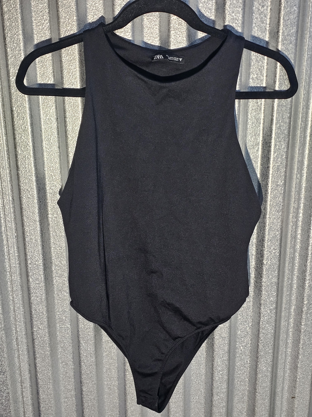 Zara Black Sleeveless High-Neck One-Piece Bodysuit